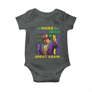 Funny Trump Make Mardi Gras Great Again Baby Onesie Vintage American Flag Fleur De Lis TS11 Dark Heather Print Your Wear