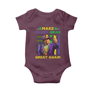 Funny Trump Make Mardi Gras Great Again Baby Onesie Vintage American Flag Fleur De Lis TS11 Maroon Print Your Wear