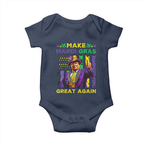 Funny Trump Make Mardi Gras Great Again Baby Onesie Vintage American Flag Fleur De Lis TS11 Navy Print Your Wear