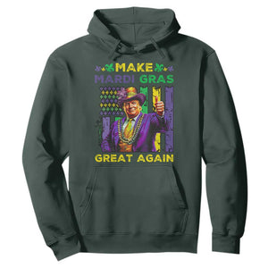 Funny Trump Make Mardi Gras Great Again Hoodie Vintage American Flag Fleur De Lis TS11 Dark Forest Green Print Your Wear