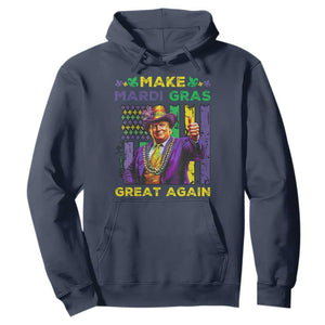 Funny Trump Make Mardi Gras Great Again Hoodie Vintage American Flag Fleur De Lis TS11 Navy Print Your Wear