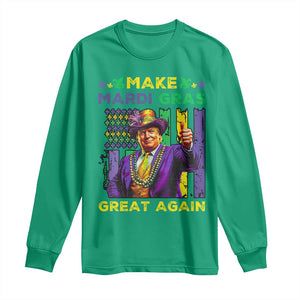 Funny Trump Make Mardi Gras Great Again Long Sleeve Shirt Vintage American Flag Fleur De Lis TS11 Irish Green Print Your Wear