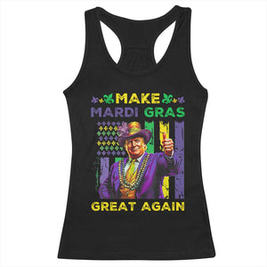 Funny Trump Make Mardi Gras Great Again Racerback Tank Top Vintage American Flag Fleur De Lis TS11 Black Print Your Wear