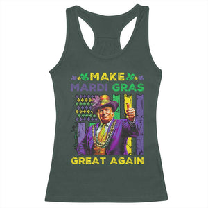 Funny Trump Make Mardi Gras Great Again Racerback Tank Top Vintage American Flag Fleur De Lis TS11 Dark Forest Green Print Your Wear