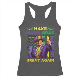 Funny Trump Make Mardi Gras Great Again Racerback Tank Top Vintage American Flag Fleur De Lis TS11 Dark Heather Print Your Wear