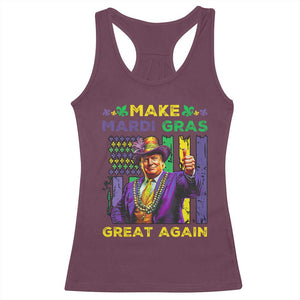 Funny Trump Make Mardi Gras Great Again Racerback Tank Top Vintage American Flag Fleur De Lis TS11 Maroon Print Your Wear