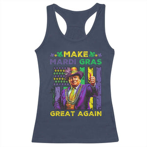 Funny Trump Make Mardi Gras Great Again Racerback Tank Top Vintage American Flag Fleur De Lis TS11 Navy Print Your Wear