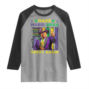 Funny Trump Make Mardi Gras Great Again Raglan Shirt Vintage American Flag Fleur De Lis TS11 Sport Gray Black Print Your Wear