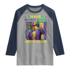 Funny Trump Make Mardi Gras Great Again Raglan Shirt Vintage American Flag Fleur De Lis TS11 Sport Gray Navy Print Your Wear