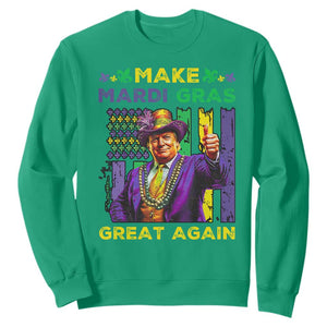 Funny Trump Make Mardi Gras Great Again Sweatshirt Vintage American Flag Fleur De Lis TS11 Irish Green Print Your Wear