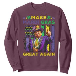 Funny Trump Make Mardi Gras Great Again Sweatshirt Vintage American Flag Fleur De Lis TS11 Maroon Print Your Wear