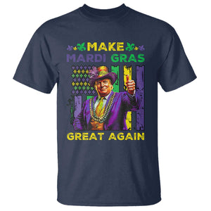 Funny Trump Make Mardi Gras Great Again T Shirt Vintage American Flag Fleur De Lis TS11 Navy Print Your Wear