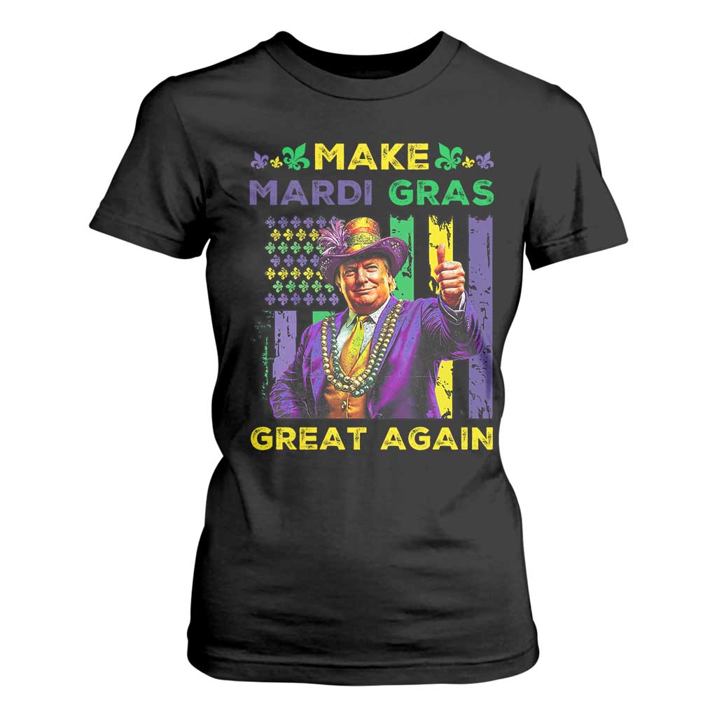 Funny Trump Make Mardi Gras Great Again T Shirt For Women Vintage American Flag Fleur De Lis TS11 Black Print Your Wear