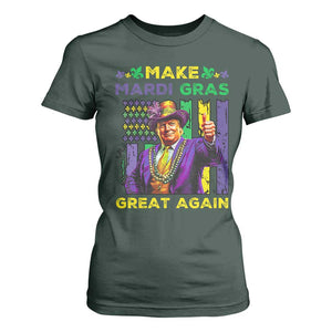 Funny Trump Make Mardi Gras Great Again T Shirt For Women Vintage American Flag Fleur De Lis TS11 Dark Forest Green Print Your Wear