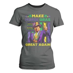 Funny Trump Make Mardi Gras Great Again T Shirt For Women Vintage American Flag Fleur De Lis TS11 Dark Heather Print Your Wear