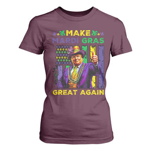 Funny Trump Make Mardi Gras Great Again T Shirt For Women Vintage American Flag Fleur De Lis TS11 Maroon Print Your Wear