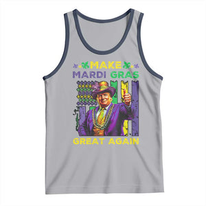 Funny Trump Make Mardi Gras Great Again Tank Top Vintage American Flag Fleur De Lis TS11 Athletic Heather Navy Print Your Wear