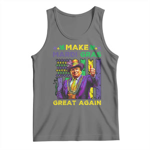 Funny Trump Make Mardi Gras Great Again Tank Top Vintage American Flag Fleur De Lis TS11 Black Heather Print Your Wear