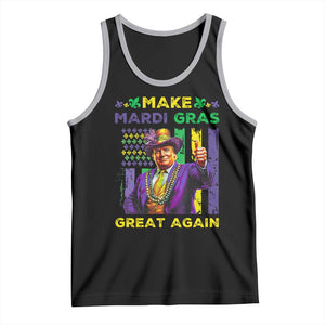 Funny Trump Make Mardi Gras Great Again Tank Top Vintage American Flag Fleur De Lis TS11 Black Athletic Heather Print Your Wear