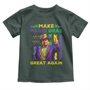 Funny Trump Make Mardi Gras Great Again Toddler T Shirt Vintage American Flag Fleur De Lis TS11 Dark Forest Green Print Your Wear