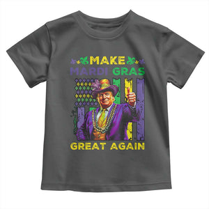 Funny Trump Make Mardi Gras Great Again Toddler T Shirt Vintage American Flag Fleur De Lis TS11 Dark Heather Print Your Wear