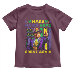 Funny Trump Make Mardi Gras Great Again Toddler T Shirt Vintage American Flag Fleur De Lis TS11 Maroon Print Your Wear