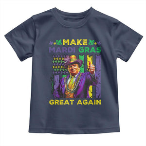 Funny Trump Make Mardi Gras Great Again Toddler T Shirt Vintage American Flag Fleur De Lis TS11 Navy Print Your Wear