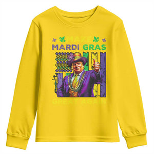 Funny Trump Make Mardi Gras Great Again Youth Sweatshirt Vintage American Flag Fleur De Lis TS11 Daisy Print Your Wear