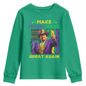 Funny Trump Make Mardi Gras Great Again Youth Sweatshirt Vintage American Flag Fleur De Lis TS11 Irish Green Print Your Wear