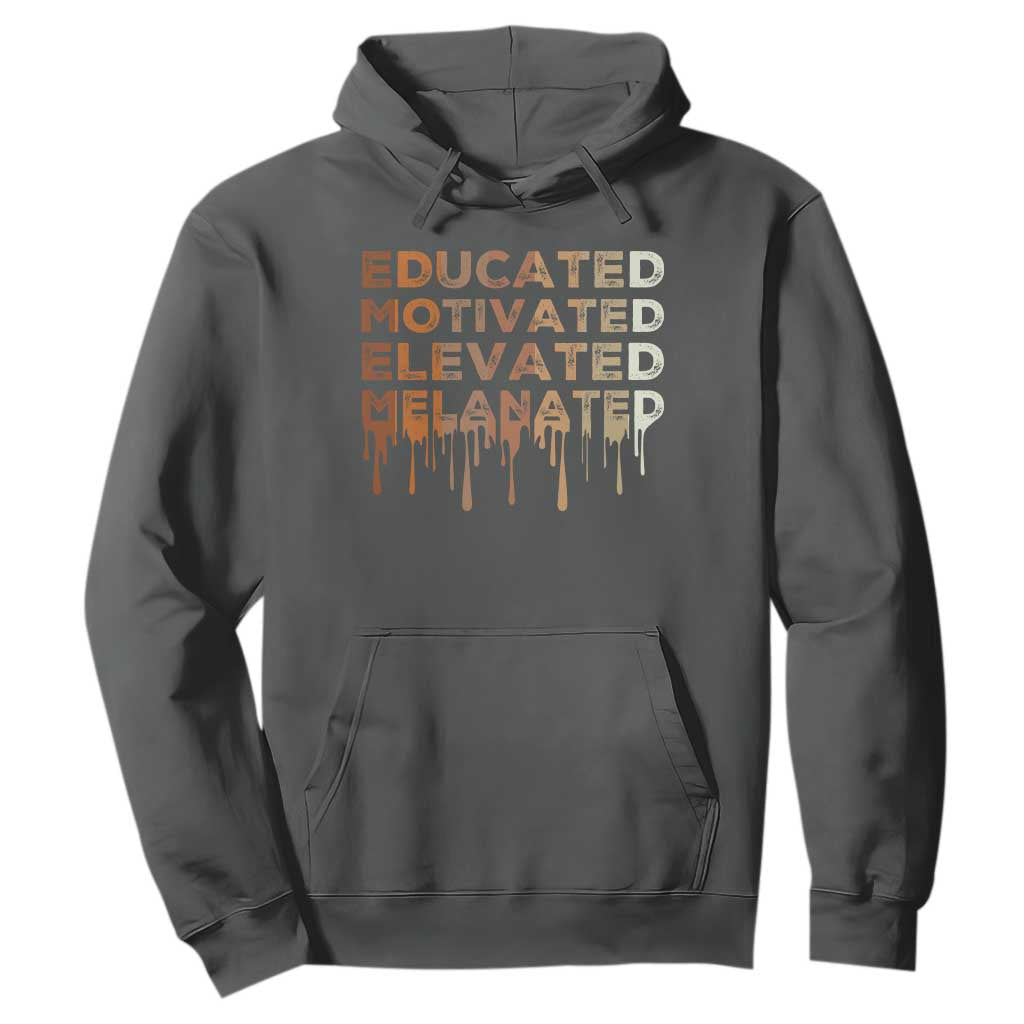 Educated Motivated Elevated Melanated Hoodie Black Pride Melanin TS11 Dark Heather Print Your Wear