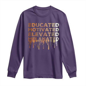 Educated Motivated Elevated Melanated Long Sleeve Shirt Black Pride Melanin TS11 Purple Print Your Wear