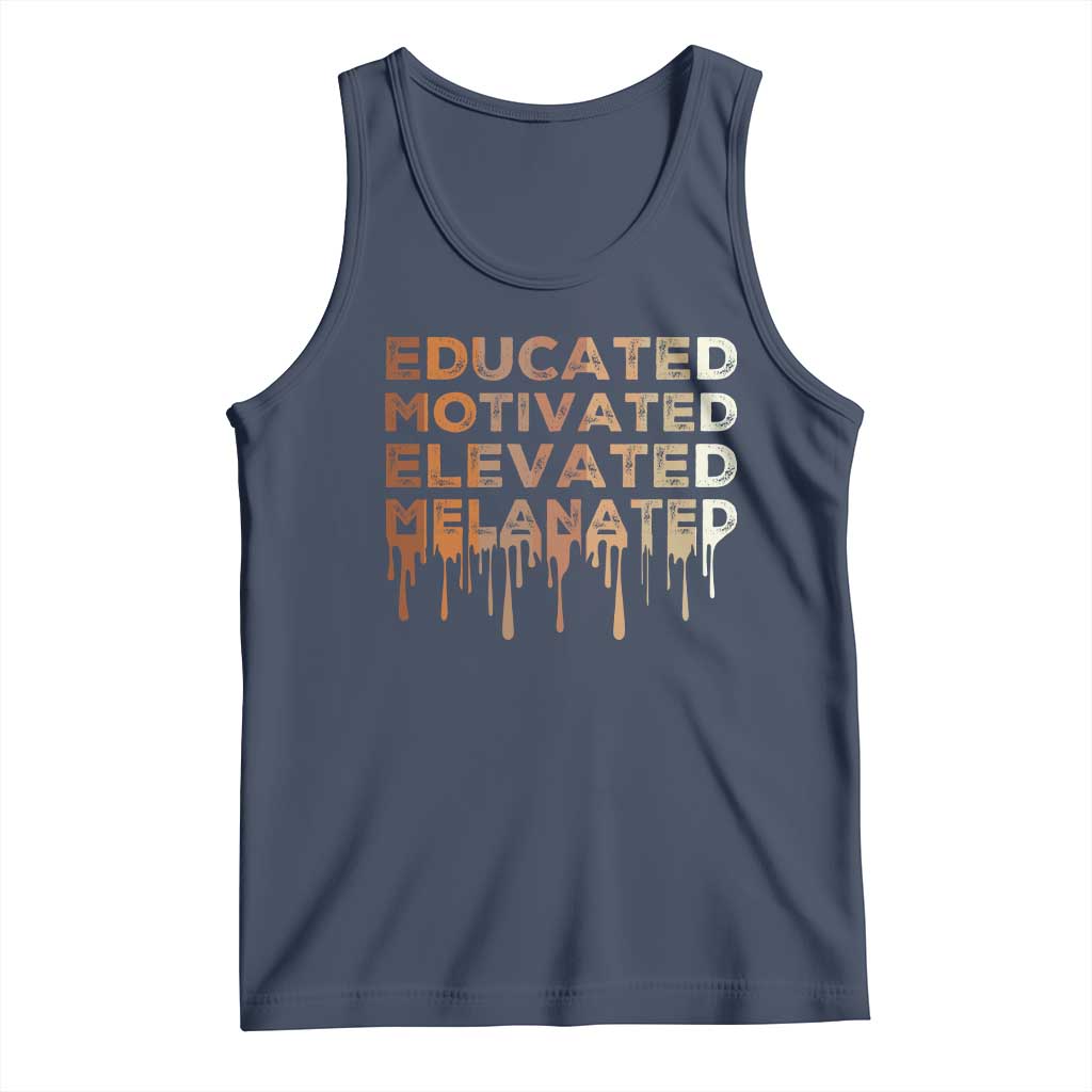Educated Motivated Elevated Melanated Tank Top Black Pride Melanin TS11 Navy Print Your Wear