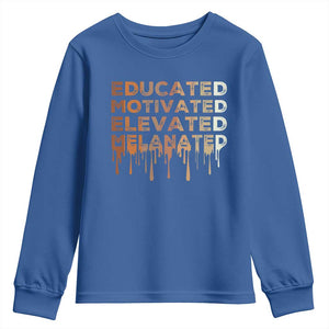 Educated Motivated Elevated Melanated Youth Sweatshirt Black Pride Melanin TS11 Royal Blue Print Your Wear