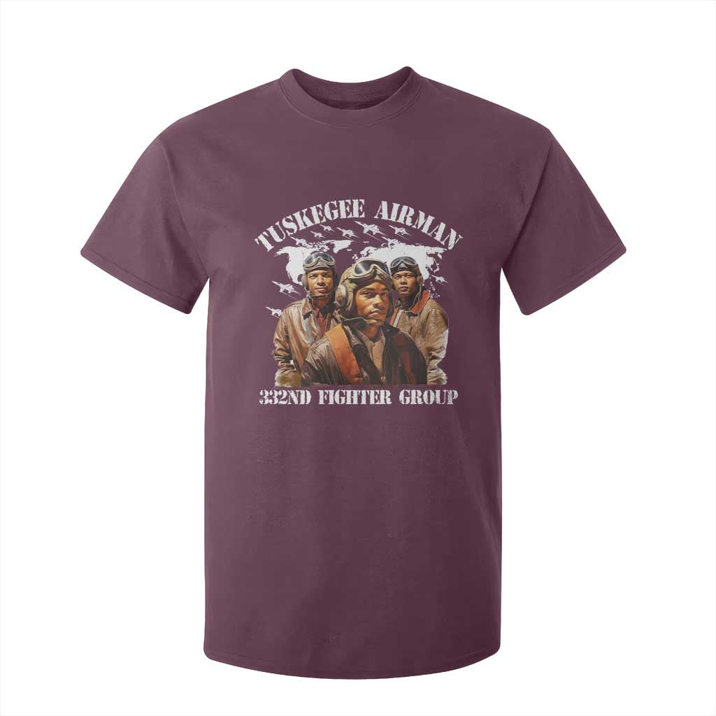 Tuskegee Airman T Shirt For Kid 332ND Fighter Group Black History Month TS11 Maroon Print Your Wear