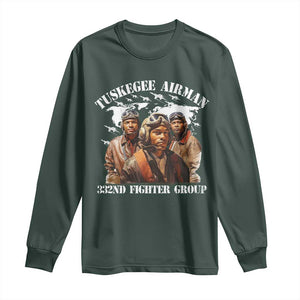 Tuskegee Airman Long Sleeve Shirt 332ND Fighter Group Black History Month TS11 Dark Forest Green Print Your Wear