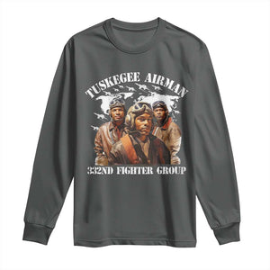 Tuskegee Airman Long Sleeve Shirt 332ND Fighter Group Black History Month TS11 Dark Heather Print Your Wear