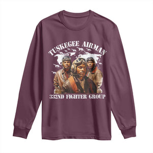 Tuskegee Airman Long Sleeve Shirt 332ND Fighter Group Black History Month TS11 Maroon Print Your Wear