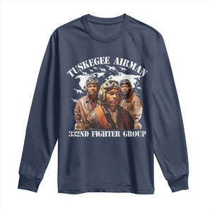 Tuskegee Airman Long Sleeve Shirt 332ND Fighter Group Black History Month TS11 Navy Print Your Wear