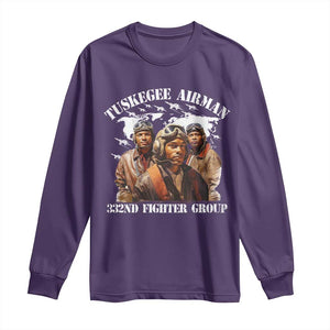 Tuskegee Airman Long Sleeve Shirt 332ND Fighter Group Black History Month TS11 Purple Print Your Wear