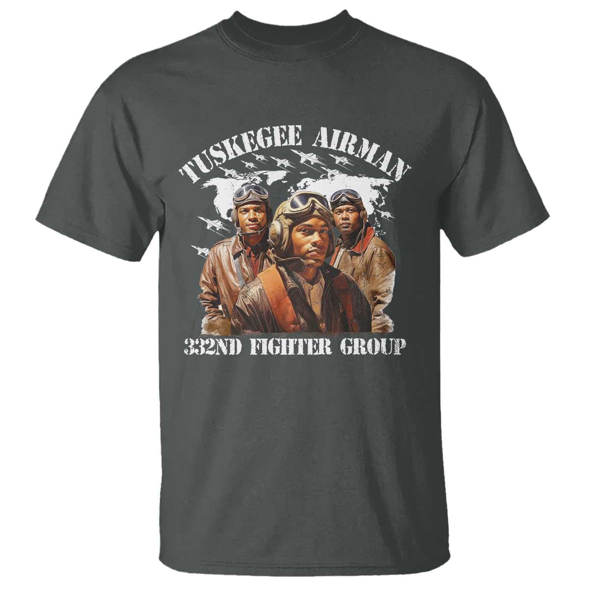 Tuskegee Airman T Shirt 332ND Fighter Group Black History Month TS11 Dark Heather Print Your Wear