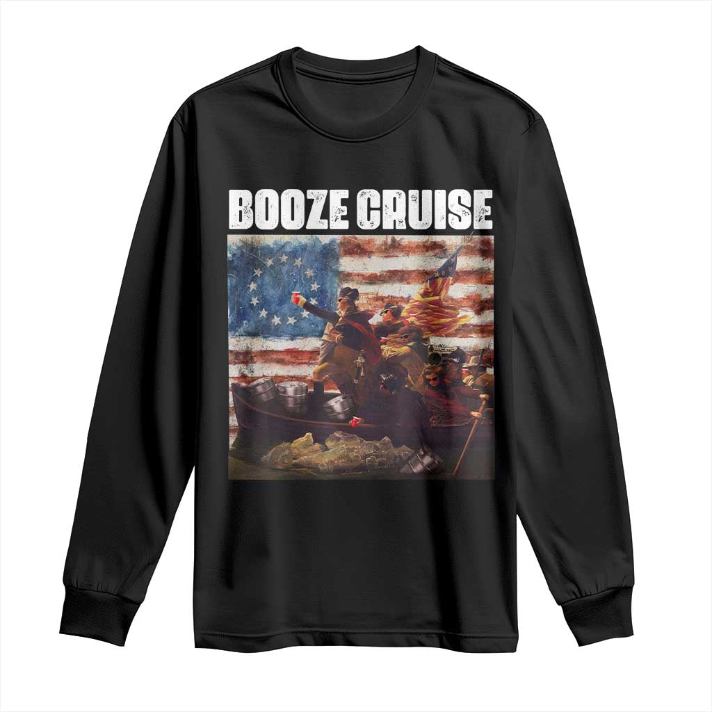 Funny George Washington Long Sleeve Shirt Booze Cruise Political Party Vintage American Flag TS11 Black Print Your Wear