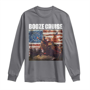 Funny George Washington Long Sleeve Shirt Booze Cruise Political Party Vintage American Flag TS11 Charcoal Print Your Wear