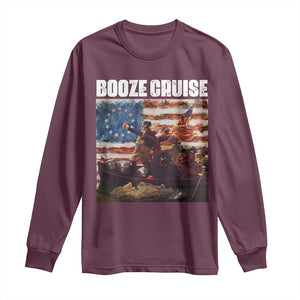 Funny George Washington Long Sleeve Shirt Booze Cruise Political Party Vintage American Flag TS11 Maroon Print Your Wear