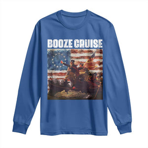 Funny George Washington Long Sleeve Shirt Booze Cruise Political Party Vintage American Flag TS11 Royal Blue Print Your Wear