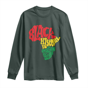 Black History Is American History Long Sleeve Shirt Vintage Africa Map TS11 Dark Forest Green Print Your Wear