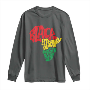 Black History Is American History Long Sleeve Shirt Vintage Africa Map TS11 Dark Heather Print Your Wear