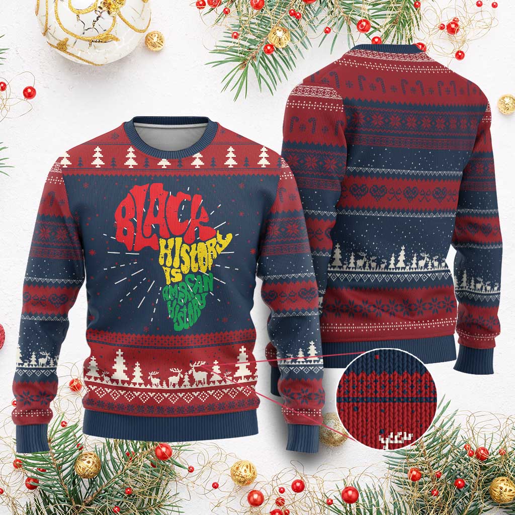 Black History Is American History Ugly Christmas Sweater Vintage Africa Map TS11 Burgundy Print Your Wear