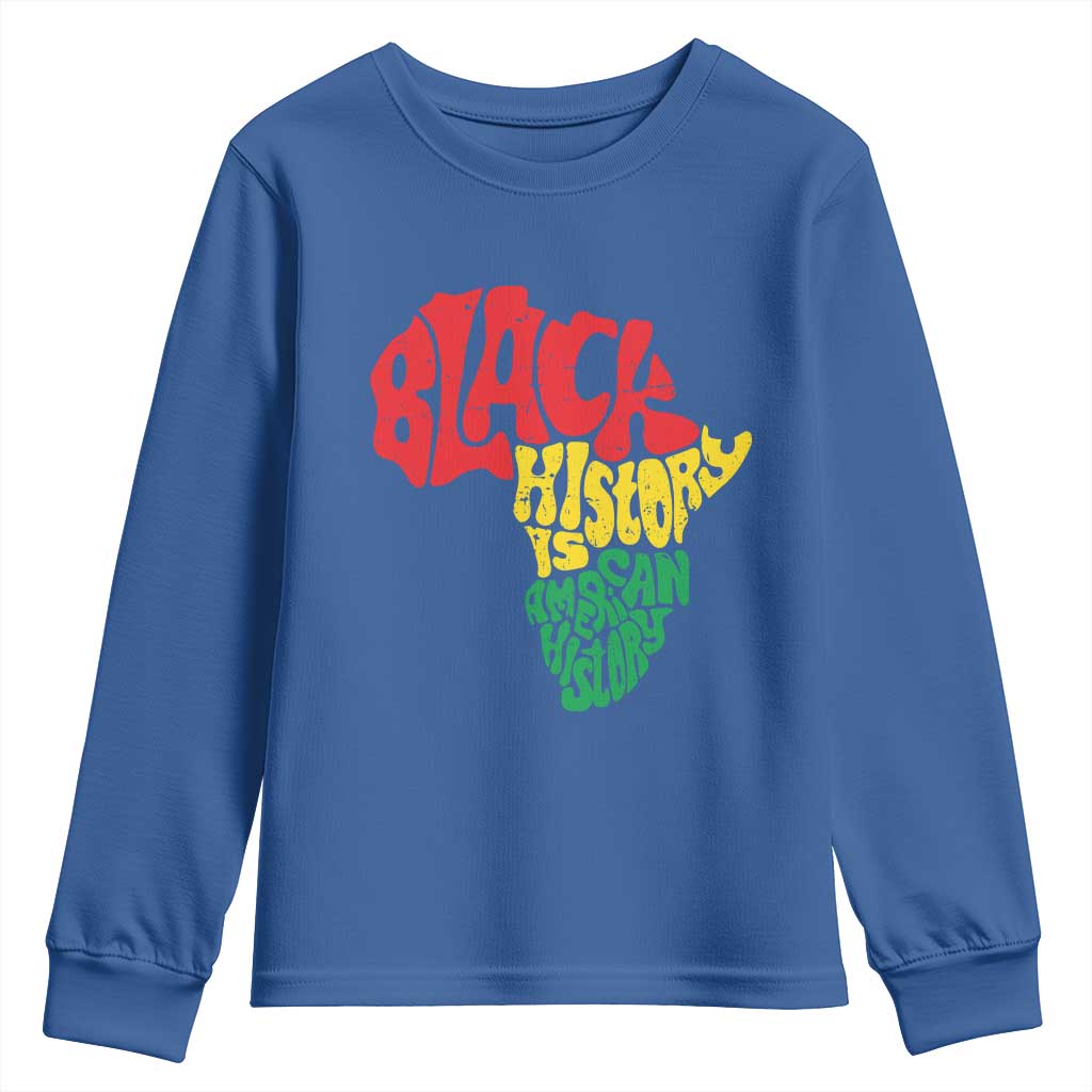 Black History Is American History Youth Sweatshirt Vintage Africa Map TS11 Royal Blue Print Your Wear