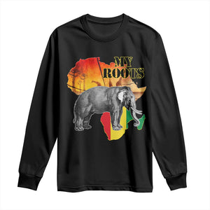 Africa Roots Long Sleeve Shirt My Roots Africa Map Black History Elephant TS11 Black Print Your Wear