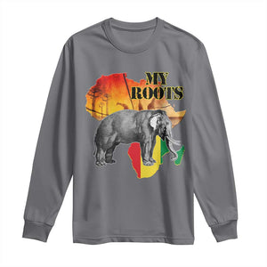 Africa Roots Long Sleeve Shirt My Roots Africa Map Black History Elephant TS11 Charcoal Print Your Wear